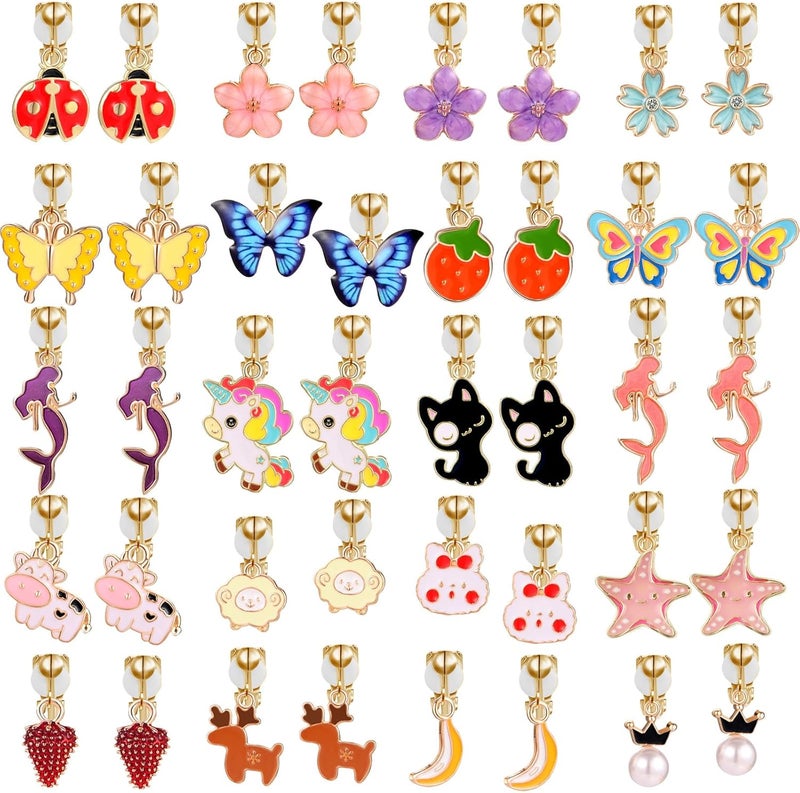 SYNLIN 20 Pairs Kids Clip-on Earrings - Cute Animal Designs, Non-Pierced for Girls - Image 1